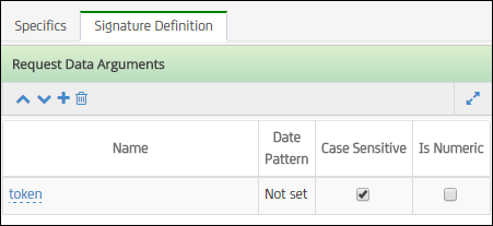 Screen capture of Signature Definition tab.