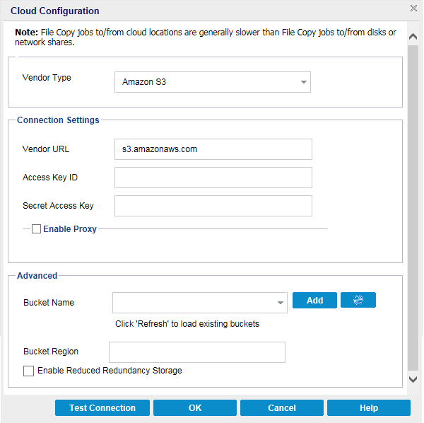 Cloud Configuration Dialog - File Copy